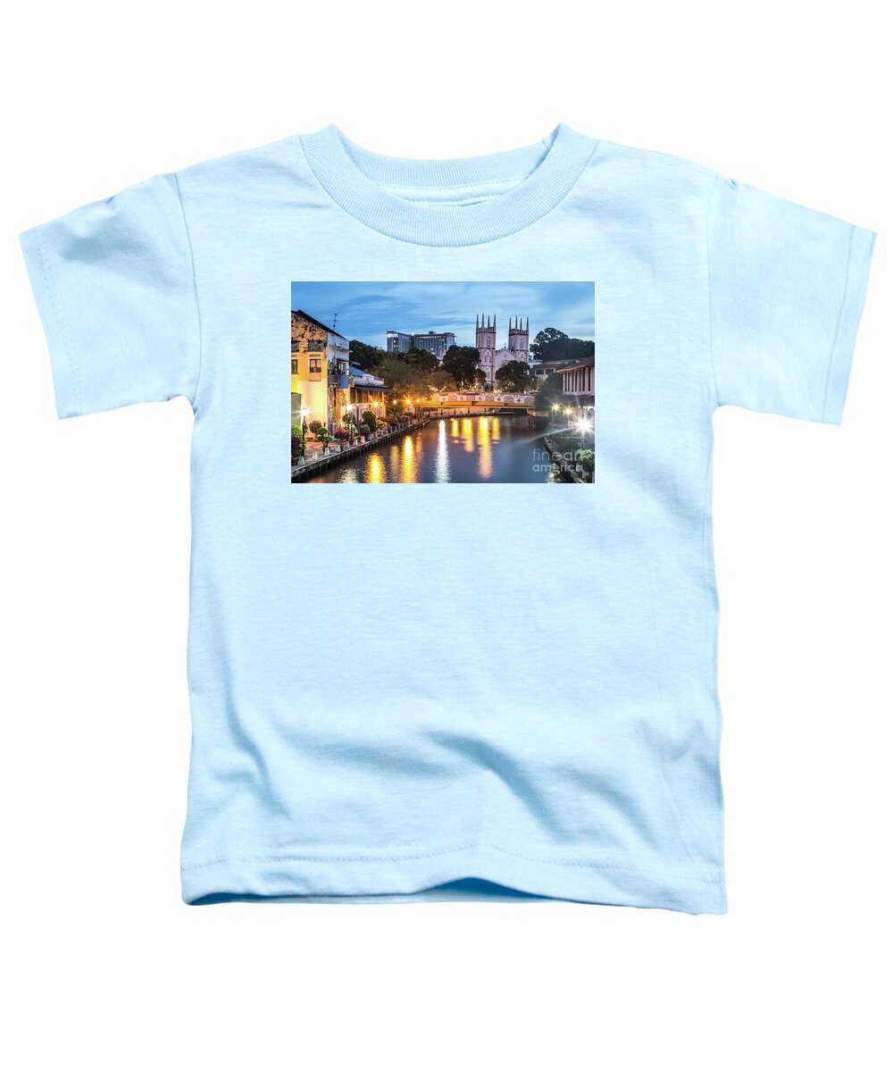Ancient Toddler T-Shirt featuring the photograph Melaka at night in Malaysia #1 by Didier Marti
