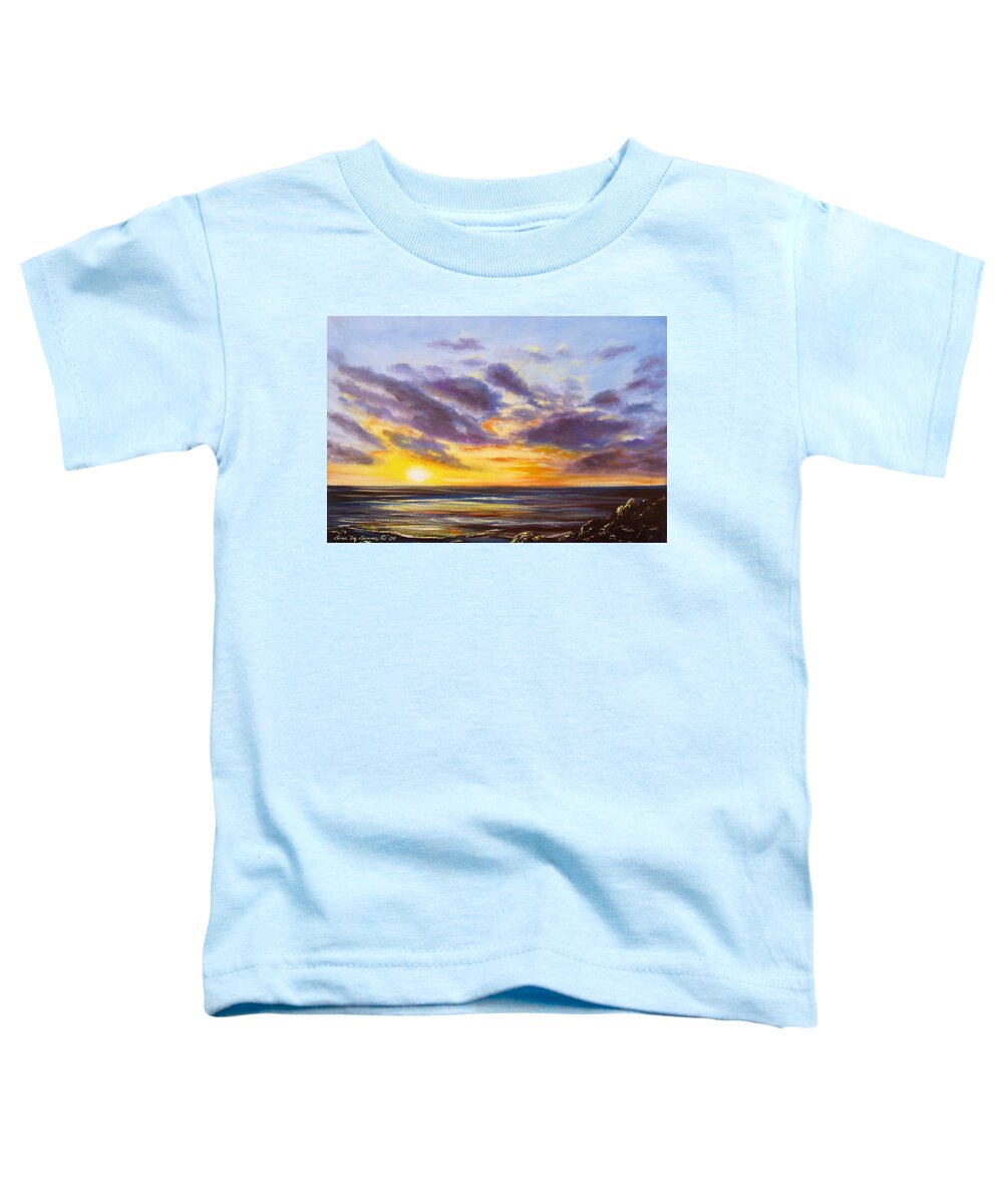 Tropical Toddler T-Shirt featuring the painting Tropical Sunset #1 by Gina De Gorna