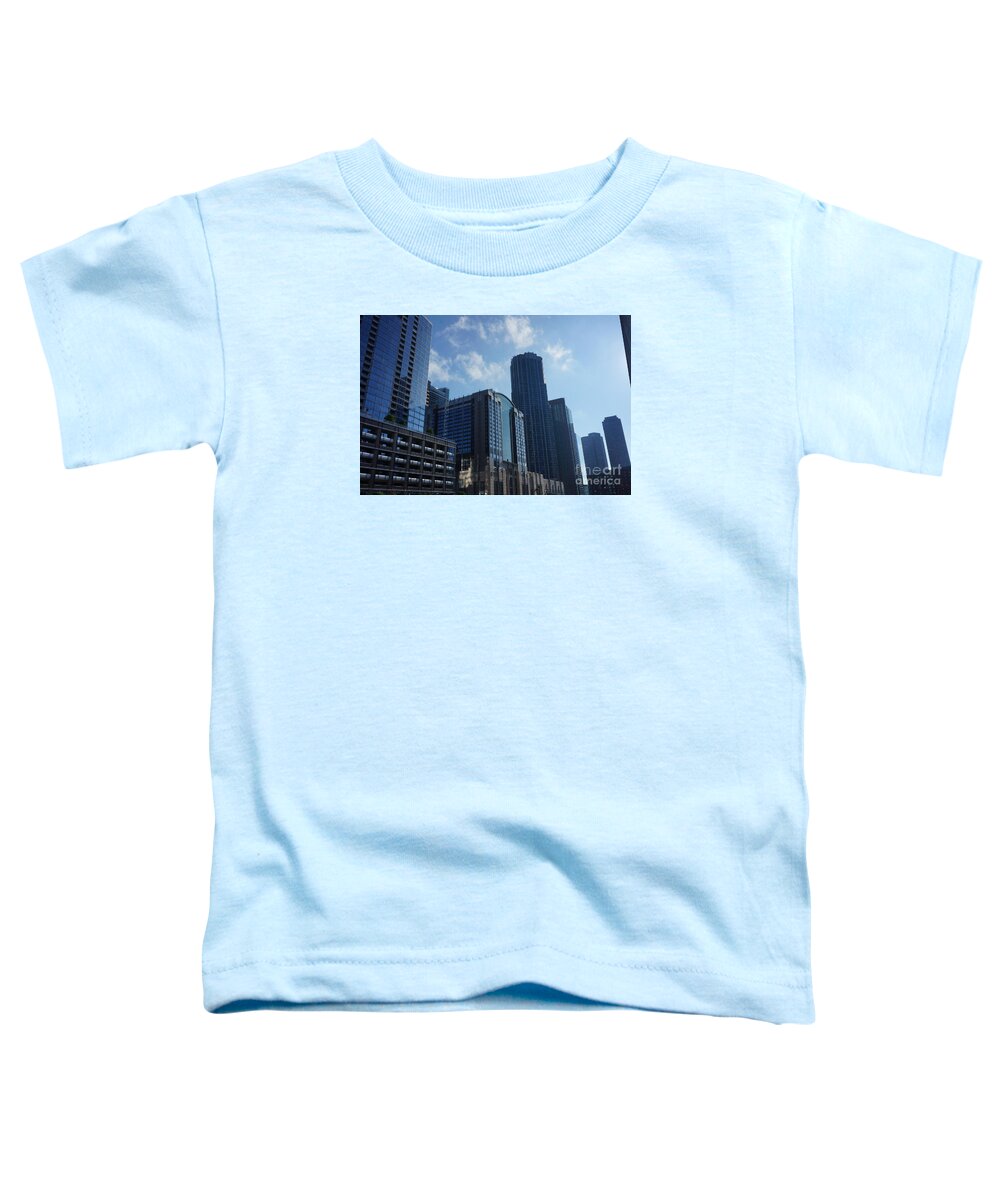 City Of Chicago Landscape - Michigan Lake In Illinois By Adam Asar Toddler T-Shirt featuring the painting City of Chicago Landscape - Michigan Lake in Illinois by Adam Asar #15 by Celestial Images