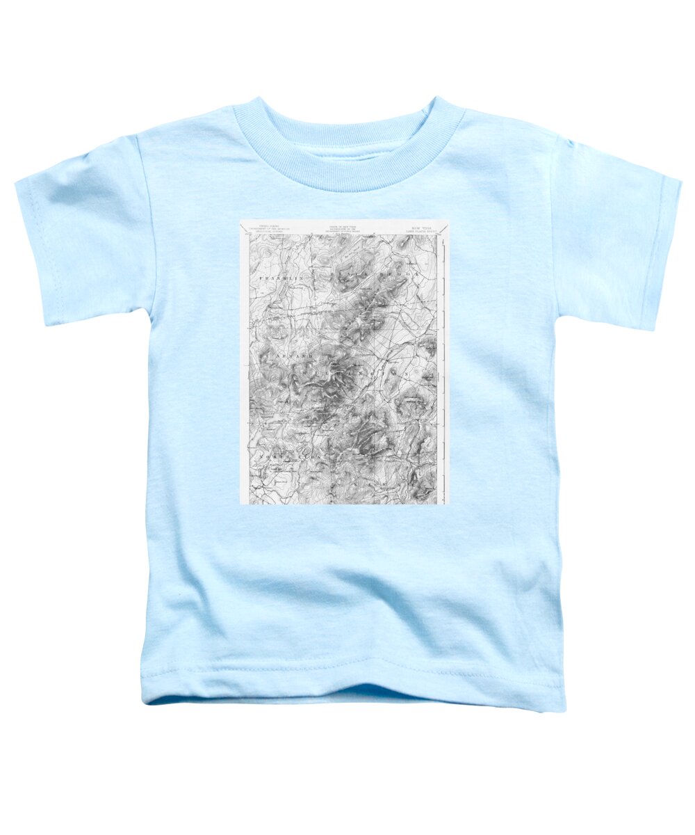 Lake Toddler T-Shirt featuring the digital art 1894 Lake Placid Geological Survey Map Adirondacks Black and White by Toby McGuire