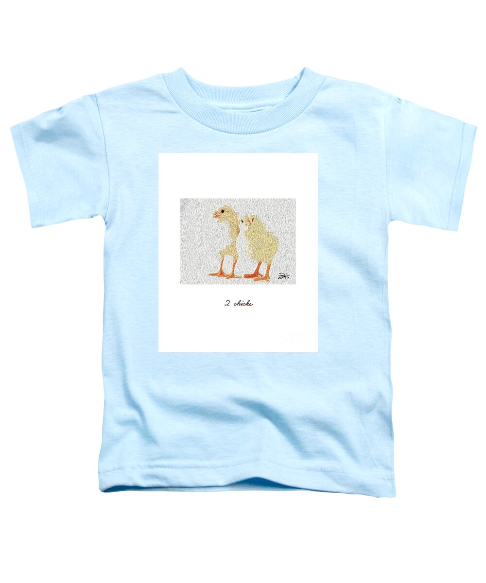 Animals Toddler T-Shirt featuring the mixed media 2 Chicks by Francelle Theriot