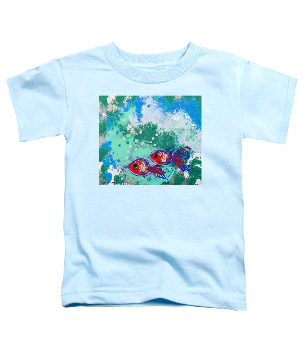 Fish Toddler T-Shirt featuring the painting 2 Red Fish by Gina De Gorna