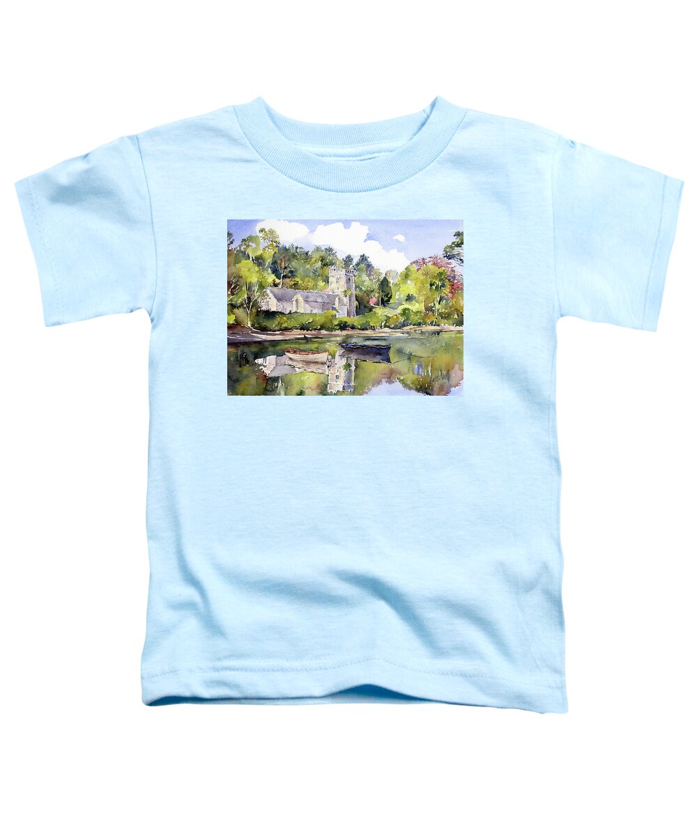 Watercolor Toddler T-Shirt featuring the painting St Just in Roseland Church #2 by Margaret Merry