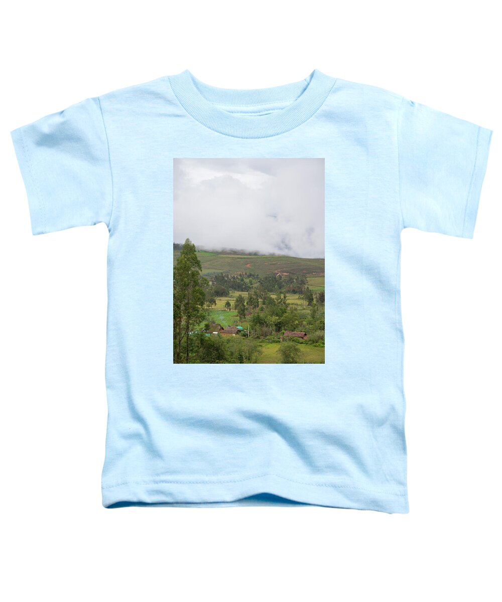 Cloud Forest Toddler T-Shirt featuring the digital art Village Scenes in Huancas #2 by Carol Ailles