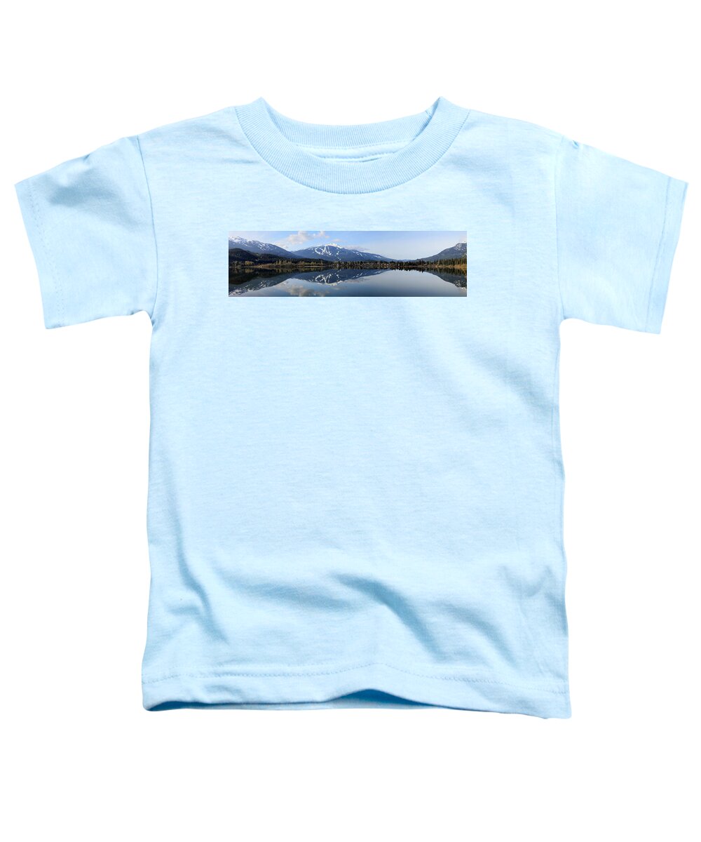 Whistler Toddler T-Shirt featuring the photograph Whistler Blackcomb Green Lake Reflection #2 by Pierre Leclerc Photography