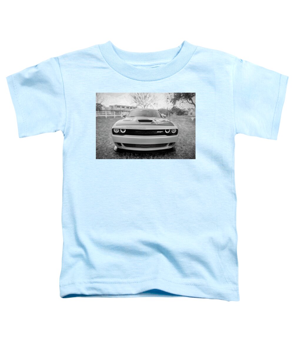 2015 Dodge Srt Hellcat Toddler T-Shirt featuring the photograph 2015 Dodge SRT Hellcat Challenger c305 BW by Rich Franco