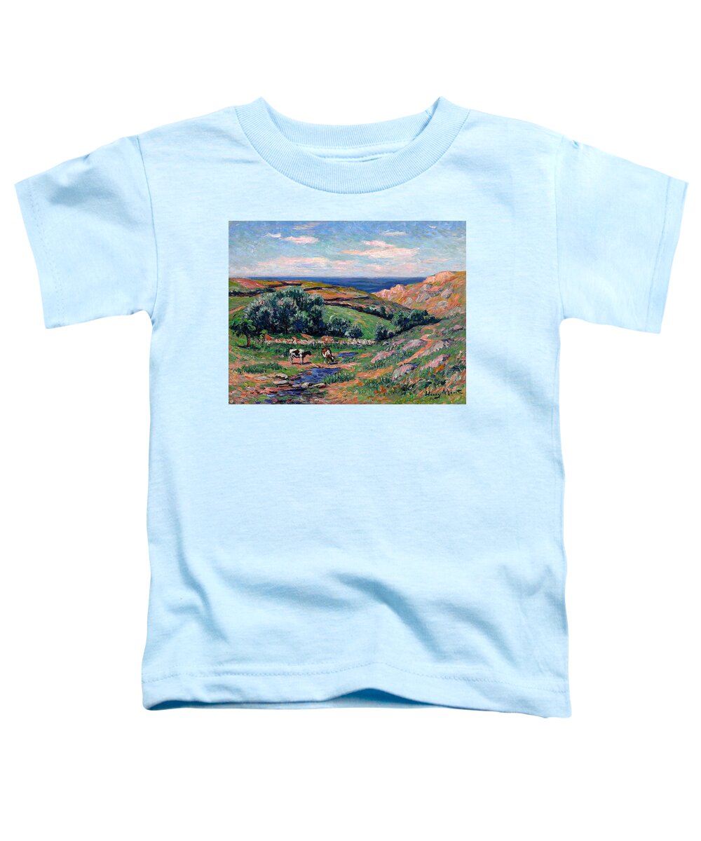 A Valley In Sadaine Toddler T-Shirt featuring the painting A Valley in Sadaine by Henri Moret