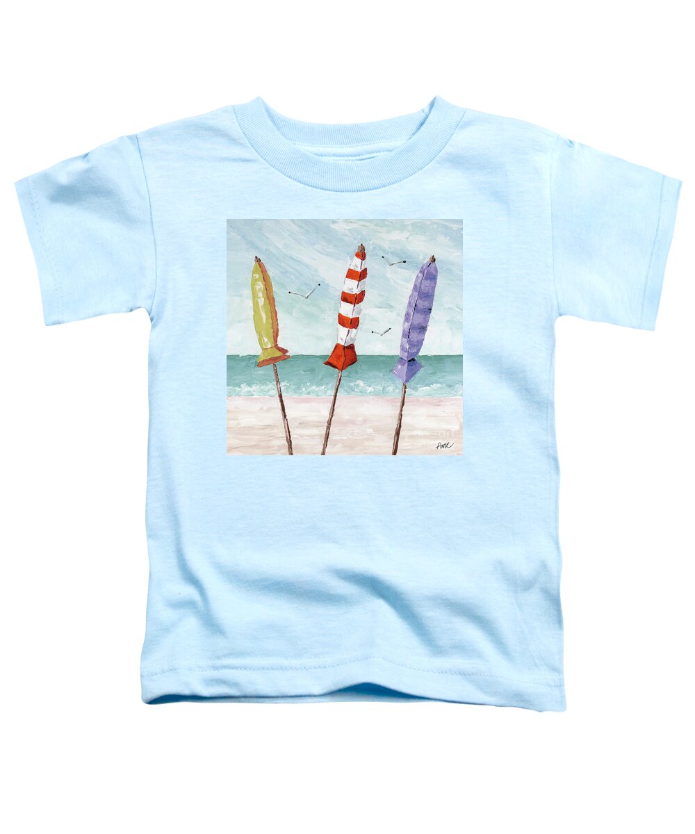 Coastal Toddler T-Shirt featuring the painting 3 Friends by Annie Troe