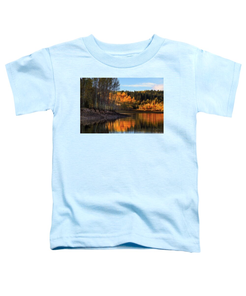Autumn Colors Surround The Quiet Beauty Of Mcclellan Lake In The Wasatch Mountains Of Utah Toddler T-Shirt featuring the photograph McClellan Lake #3 by Douglas Pulsipher