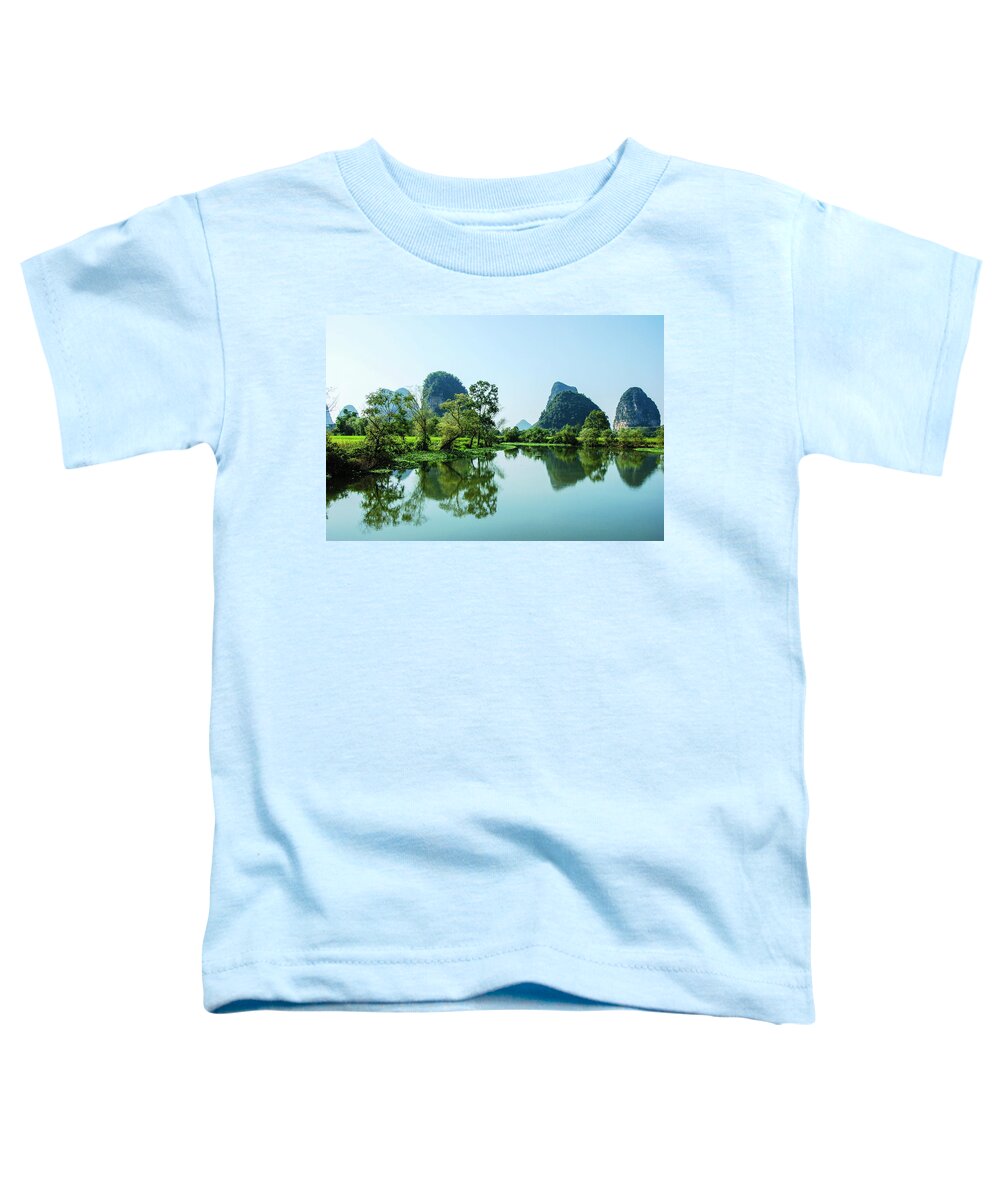 River Toddler T-Shirt featuring the photograph Karst rural scenery #9 by Carl Ning