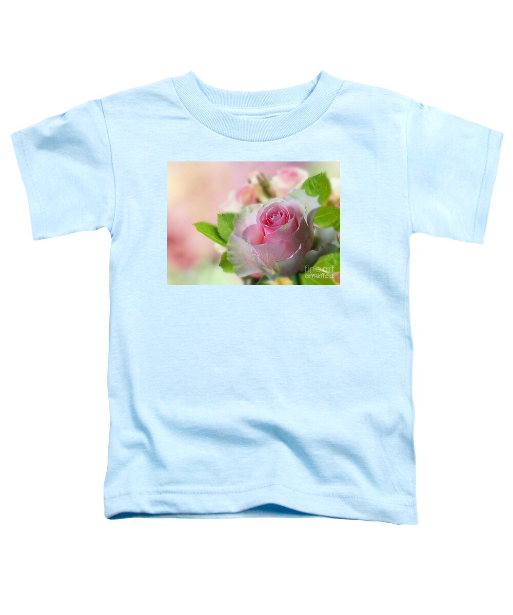 Pink Rose Toddler T-Shirt featuring the mixed media A Beautiful Rose by Morag Bates