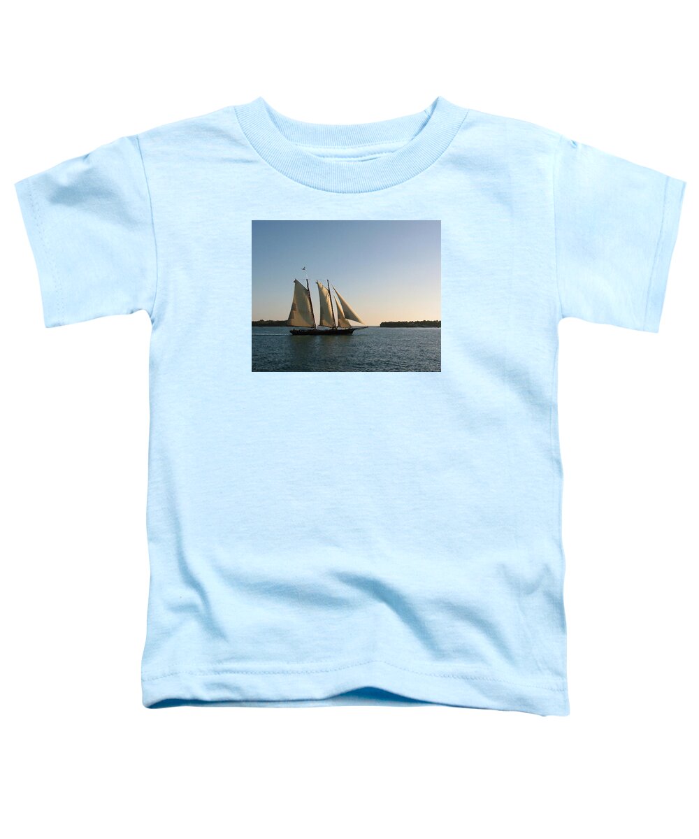 Schooner Toddler T-Shirt featuring the digital art Abeam of Kingfish Shoals by Lin Grosvenor