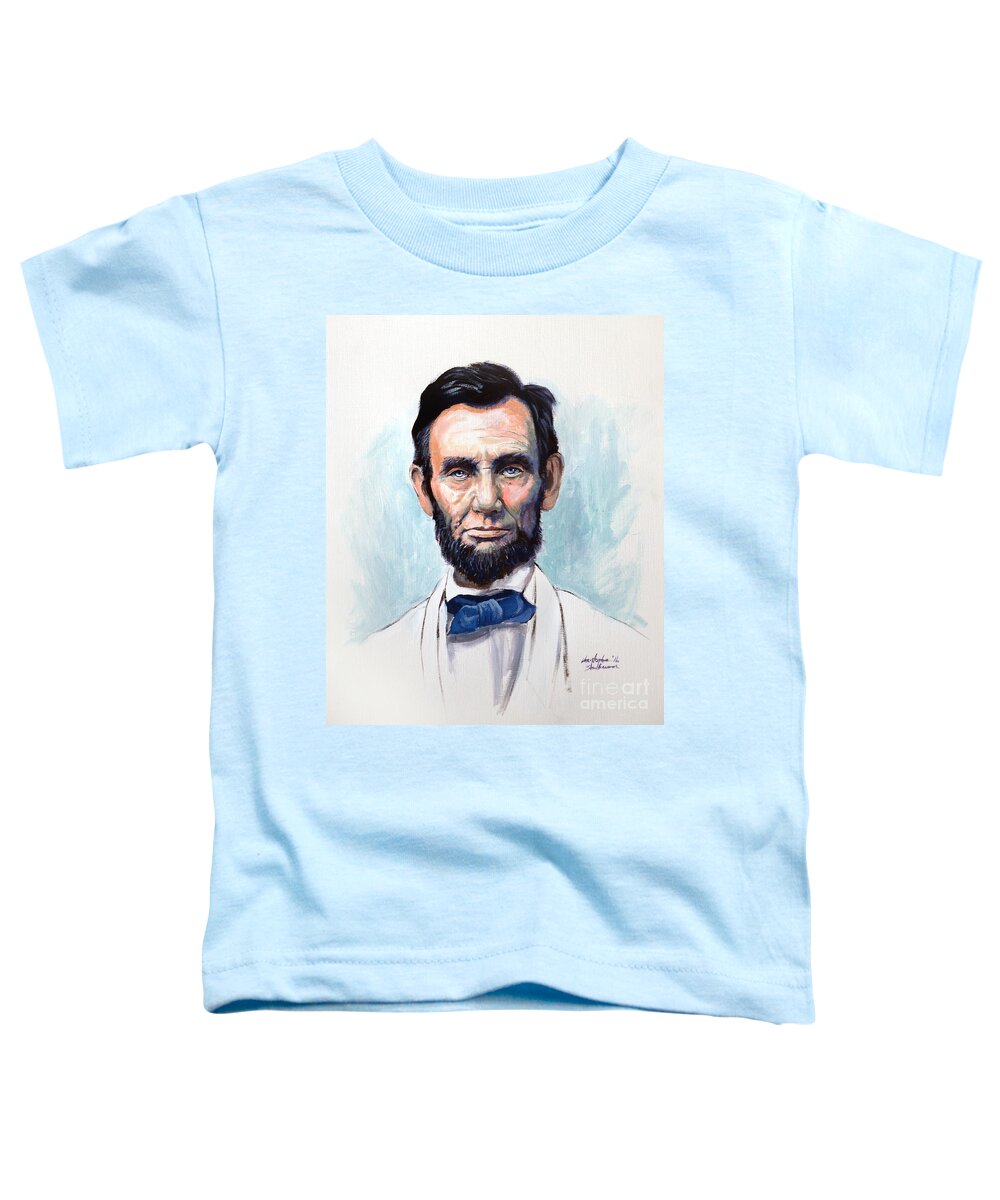Abraham Lincoln Toddler T-Shirt featuring the painting Abraham Lincoln by Christopher Shellhammer