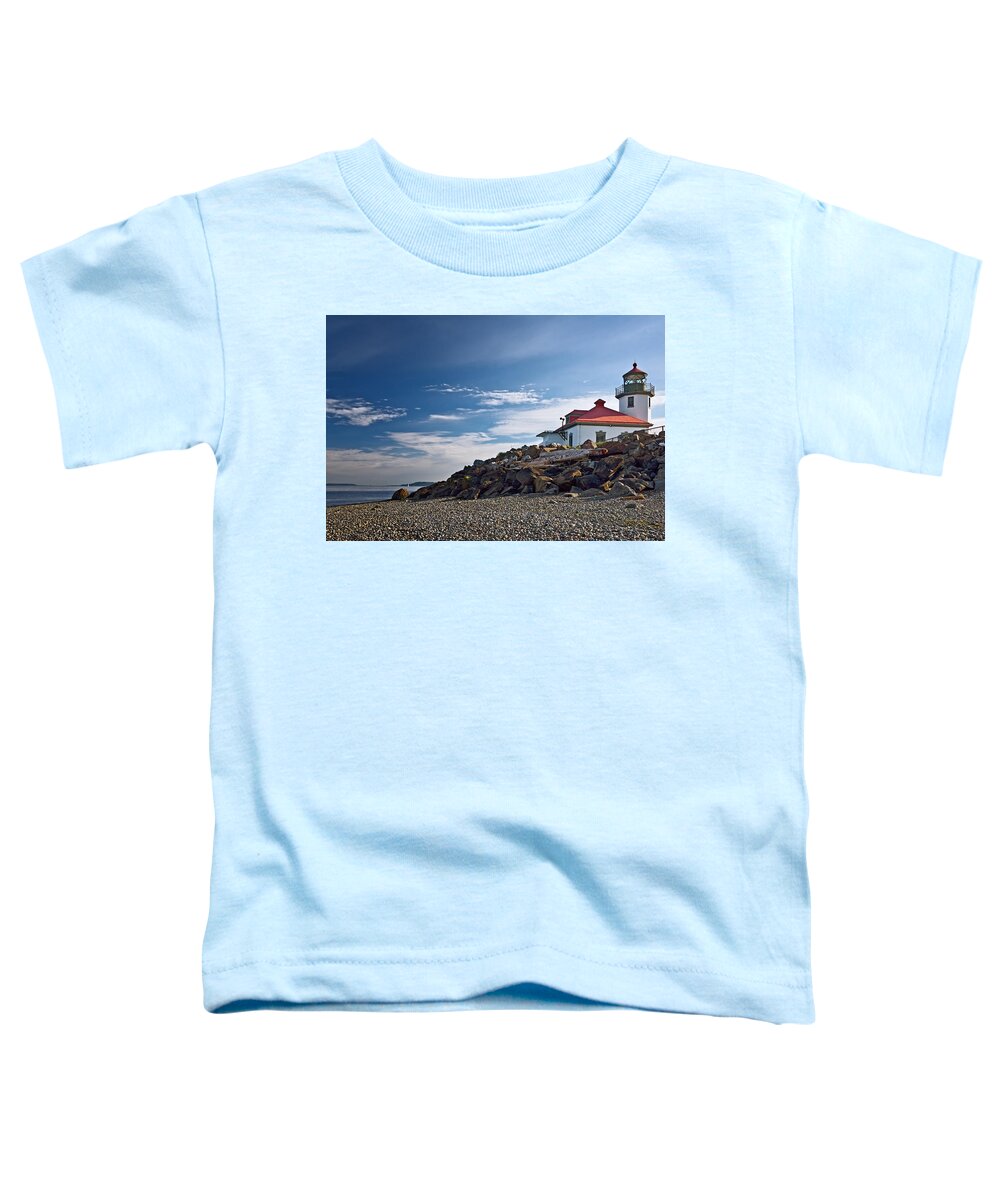 Joan Carroll Toddler T-Shirt featuring the photograph Alki Point Lighthouse by Joan Carroll