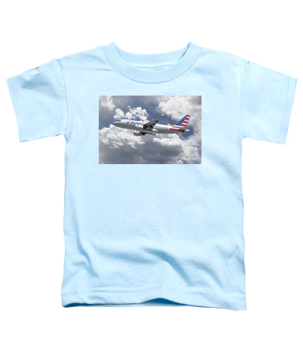Airbus Toddler T-Shirt featuring the digital art American Airlines Airbus A319 by Airpower Art