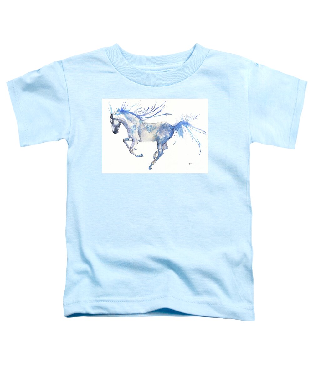 Horse Toddler T-Shirt featuring the painting Andalusian horse 2017 07 18 by Ang El