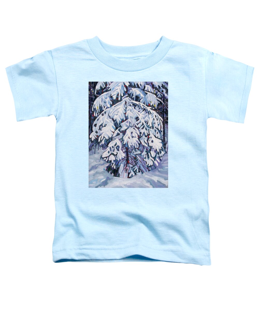 Spruce Toddler T-Shirt featuring the painting April Snow by Phil Chadwick
