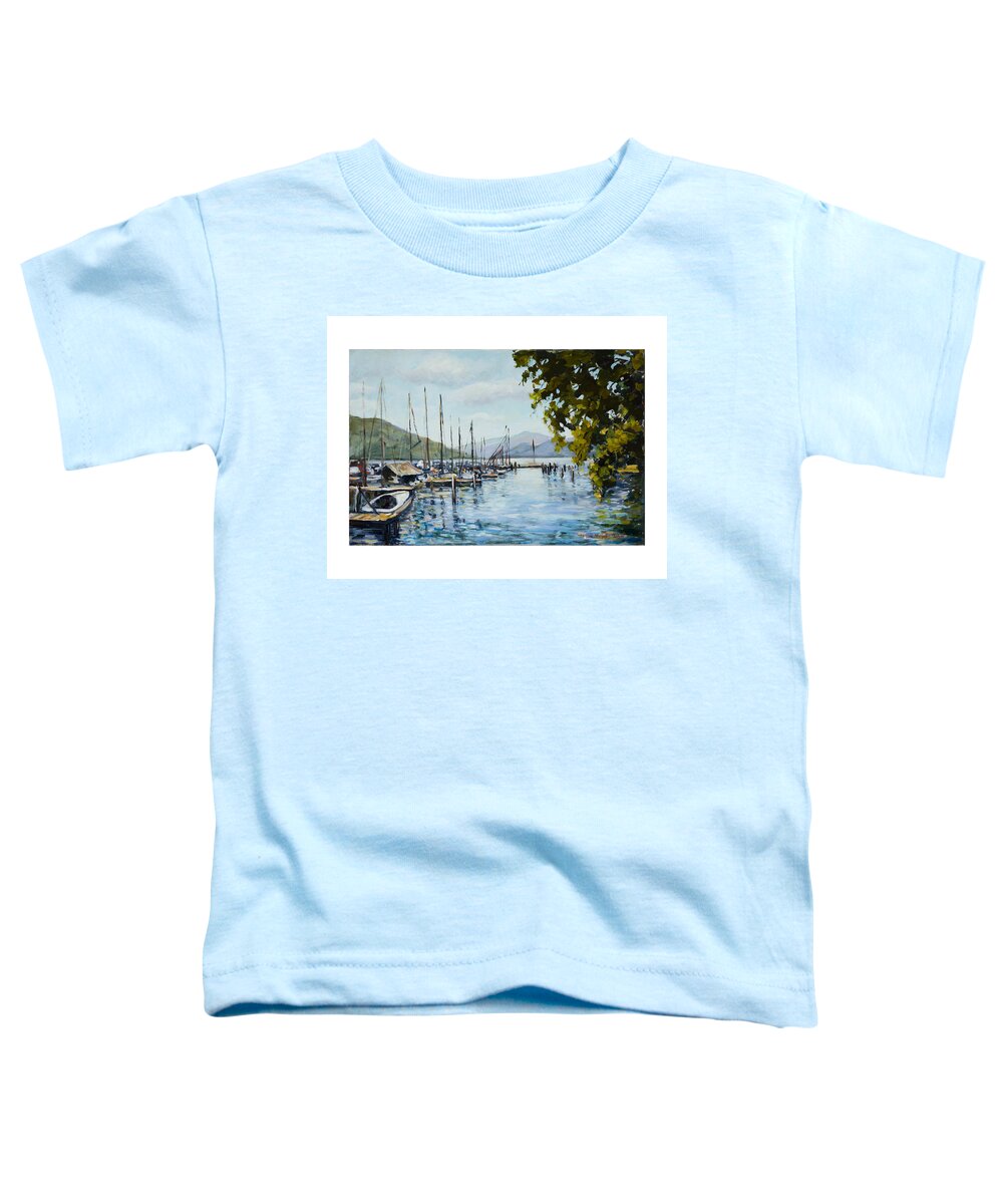 Ingrid Dohm Toddler T-Shirt featuring the painting Attersee Austria by Ingrid Dohm