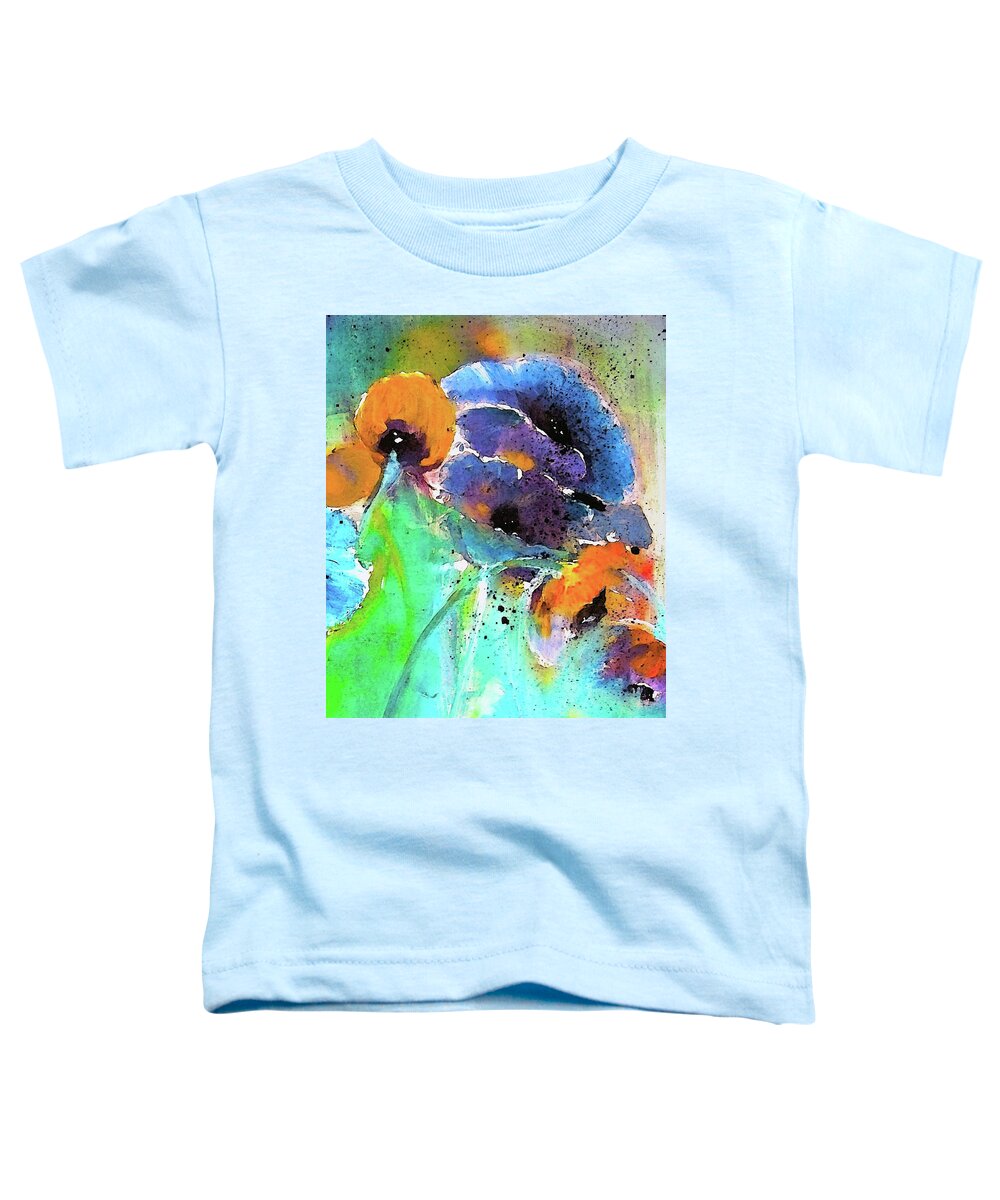 Autumn Toddler T-Shirt featuring the painting Autumn Floral Breeze by Lisa Kaiser