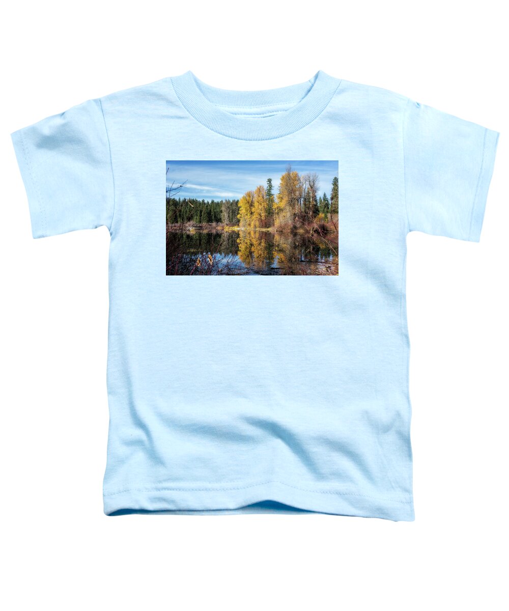 Fish Lake Toddler T-Shirt featuring the photograph Autumn Makes an Appearance at Fish Lake by Belinda Greb