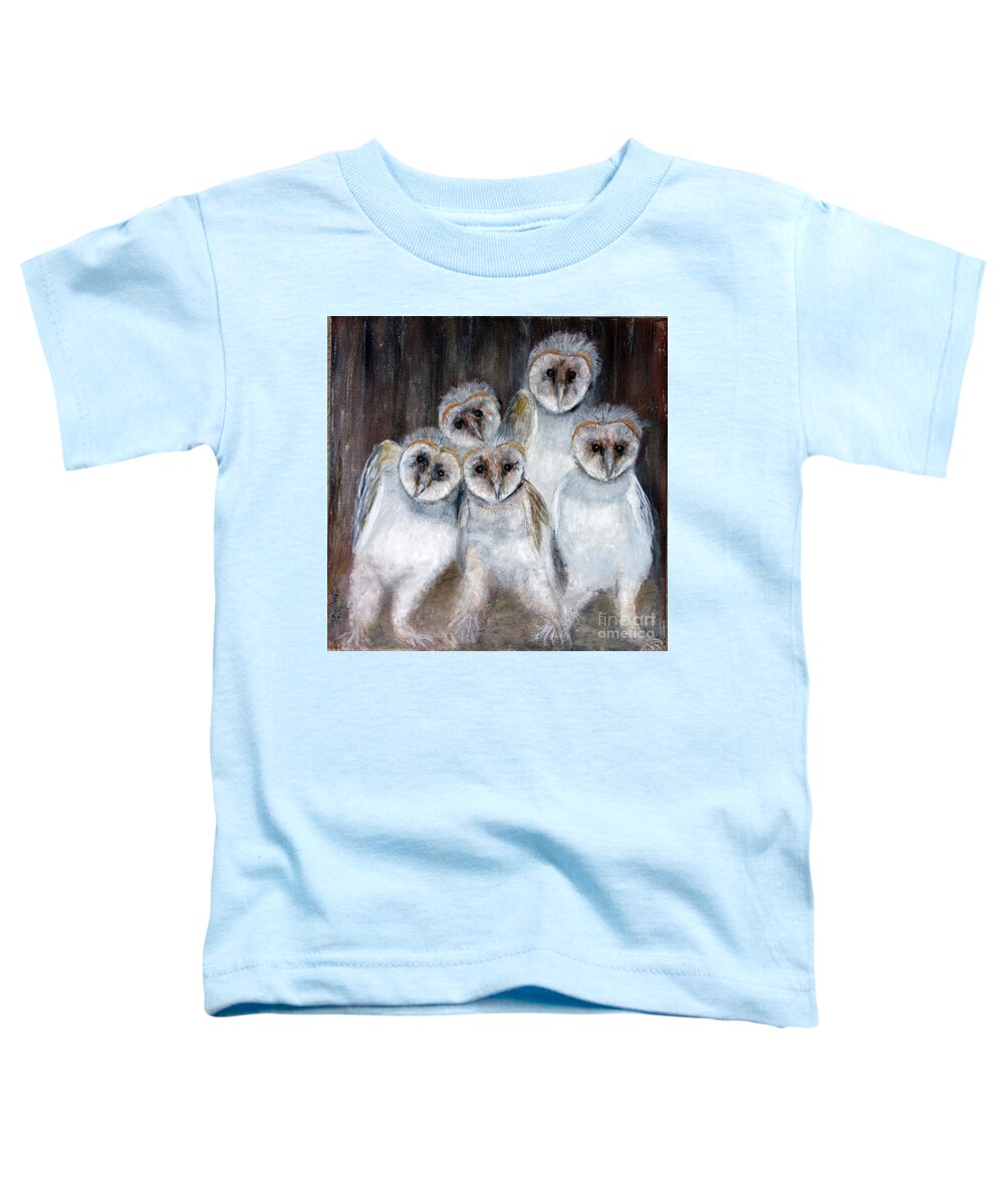Animals Toddler T-Shirt featuring the painting Barn Owl Chicks by Lyric Lucas