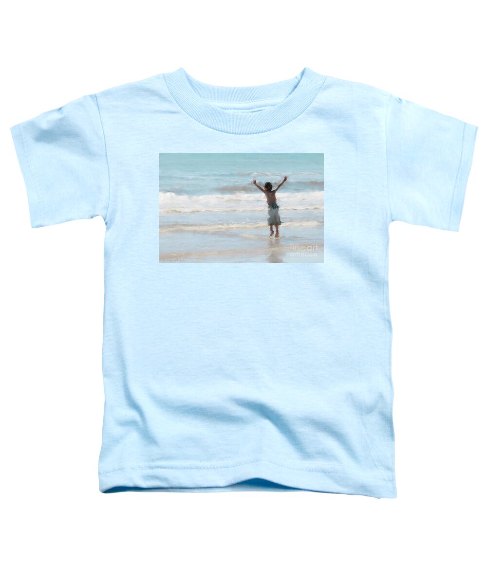 Ocean Art Toddler T-Shirt featuring the painting Beach Boy Dancing by Constance Woods