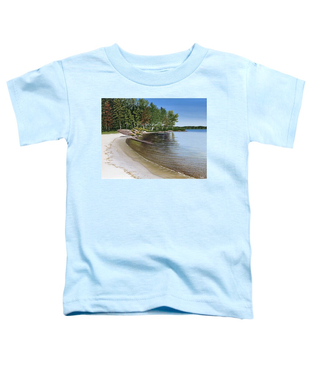 Landscapes Toddler T-Shirt featuring the painting Beach in Muskoka by Kenneth M Kirsch