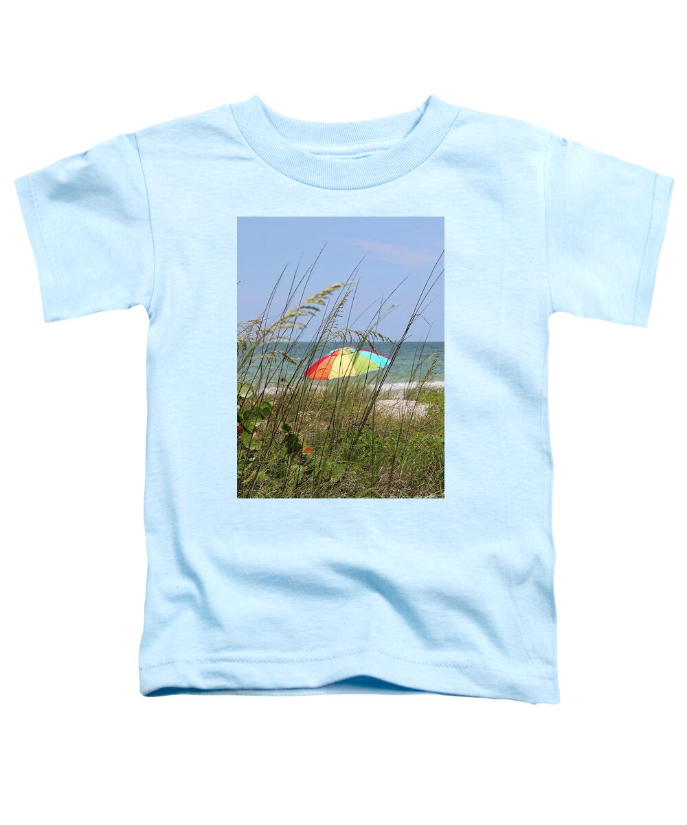Beach Umbrella Toddler T-Shirt featuring the photograph Beach Umbrella by Carol Groenen