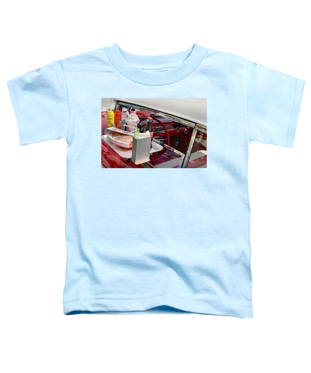 Red Bel Air 1956 Toddler T-Shirt featuring the photograph Bel Air 1956. Miami by Juan Carlos Ferro Duque