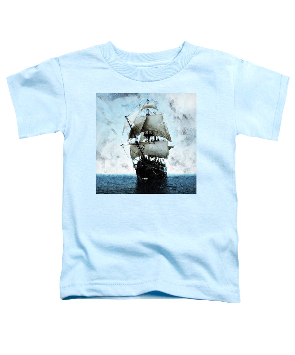 Sail The Ocean Toddler T-Shirt featuring the painting Black Sails - 09 by AM FineArtPrints