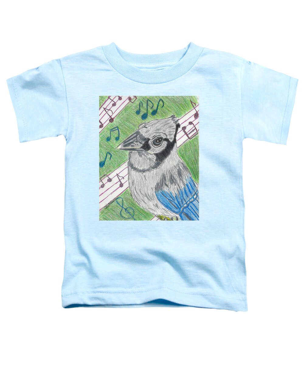Blue Jay Toddler T-Shirt featuring the drawing Blue Diva by Ali Baucom