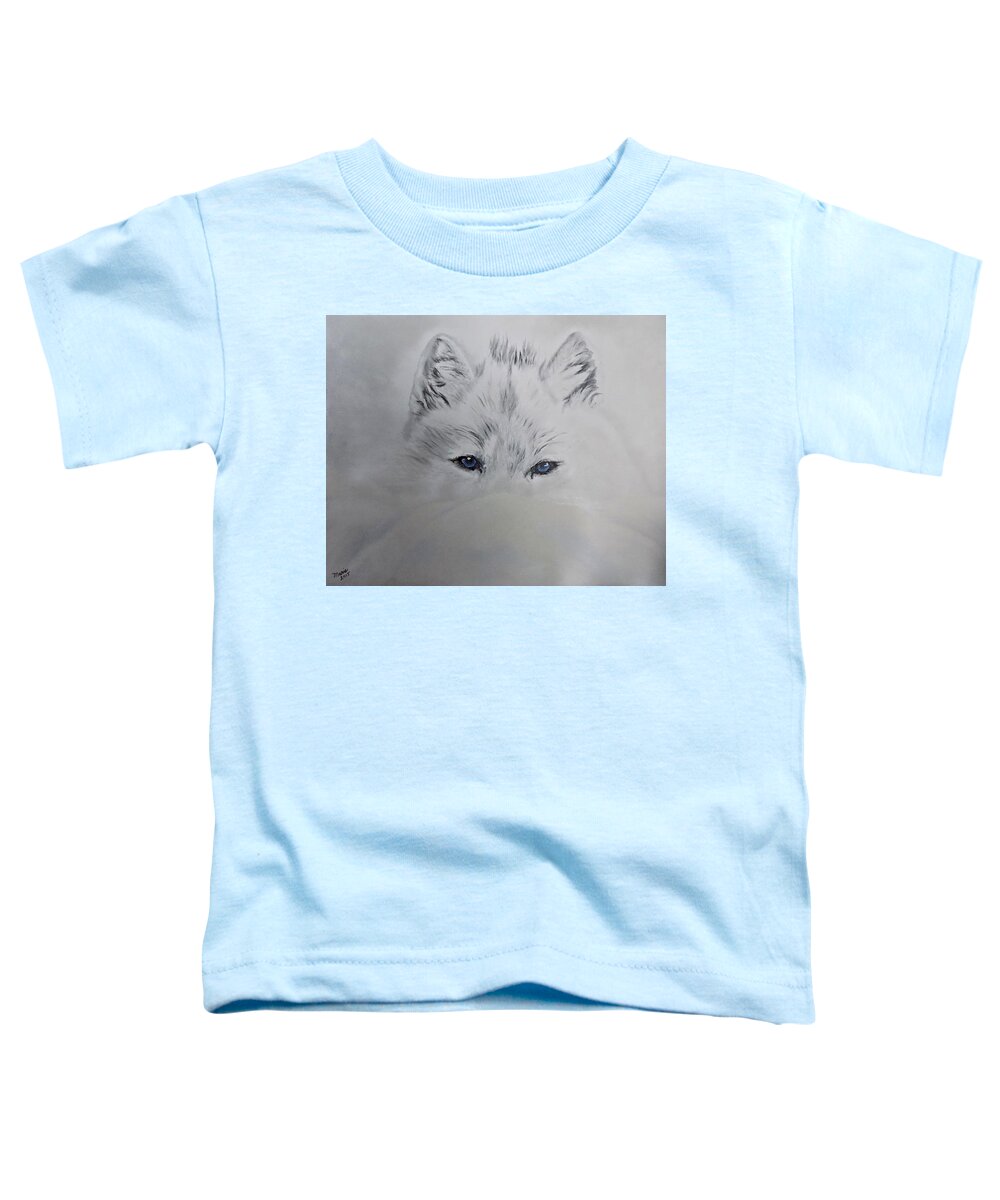 Wolf Toddler T-Shirt featuring the painting Blue Eyes by Maris Sherwood