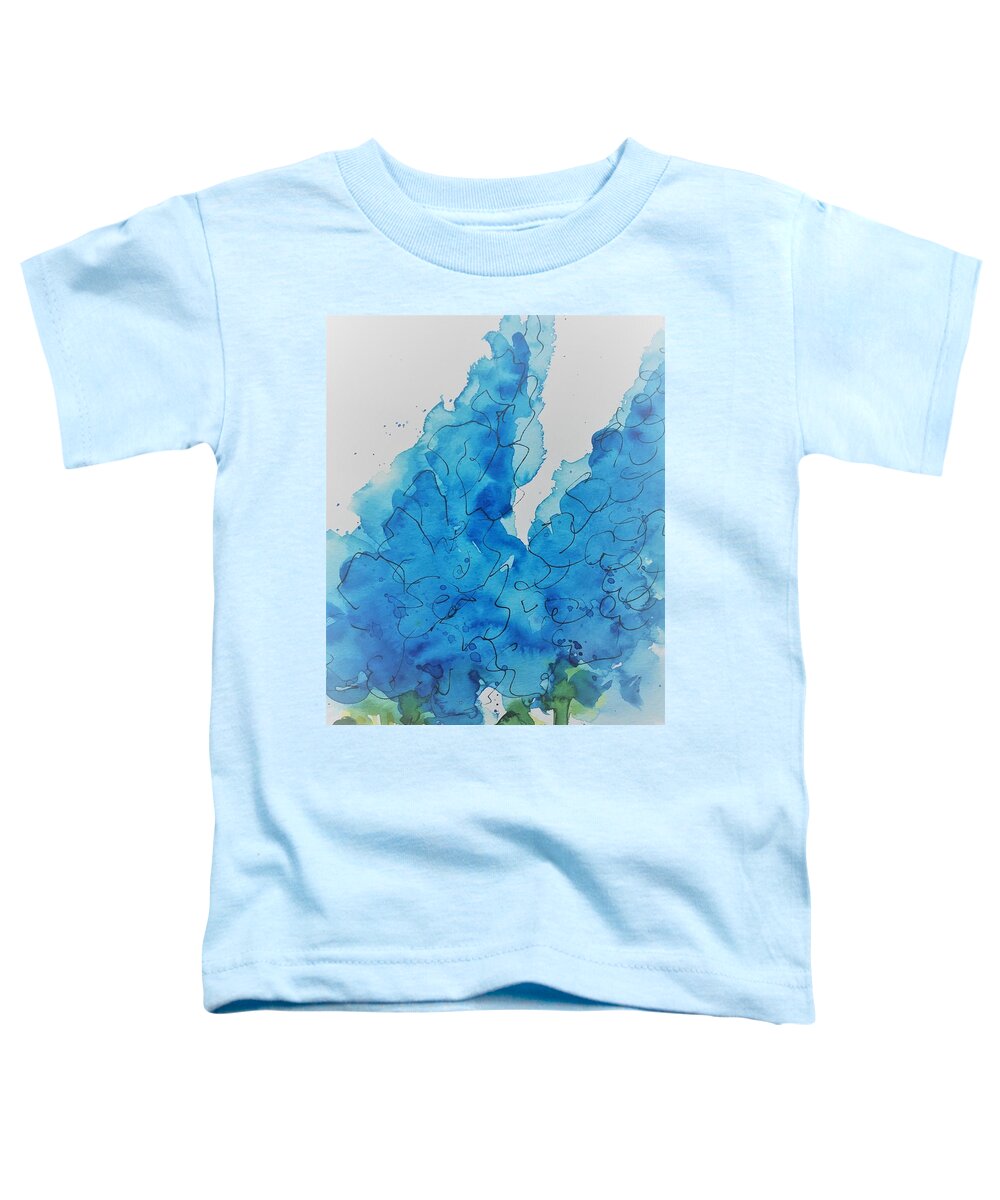 Blue Flowers Toddler T-Shirt featuring the painting blue Flowers 1 by Britta Zehm