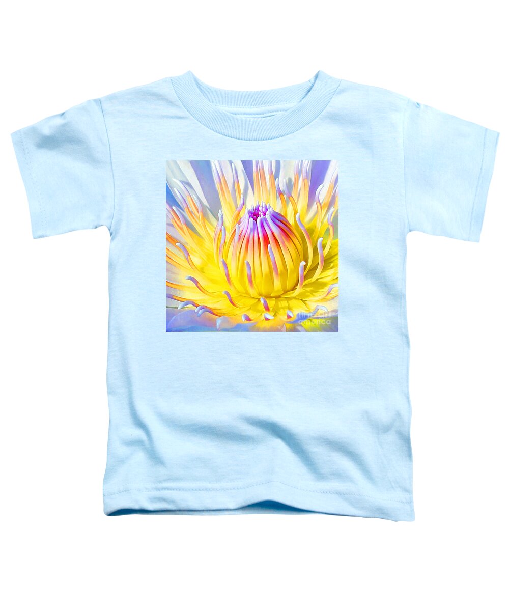  Blue Lotuses Toddler T-Shirt featuring the photograph Blue Yellow Lily by Jennifer Robin