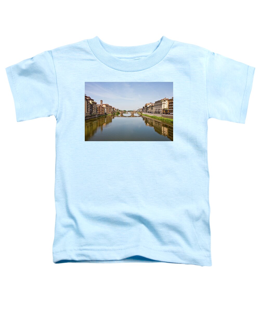 Arno Toddler T-Shirt featuring the photograph Bridge Over Arno River in Florence Italy by Darryl Brooks