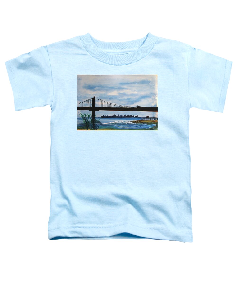 Beach Scene Toddler T-Shirt featuring the painting Bridge to Europe by Patricia Arroyo