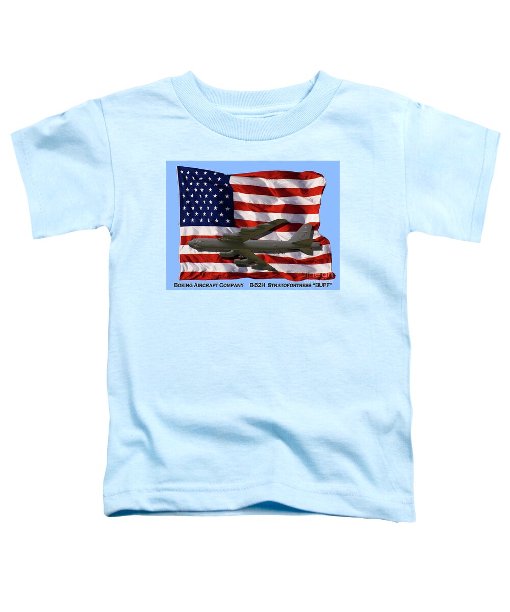 Boeing Toddler T-Shirt featuring the photograph BUFF and Flag by Tim Mulina
