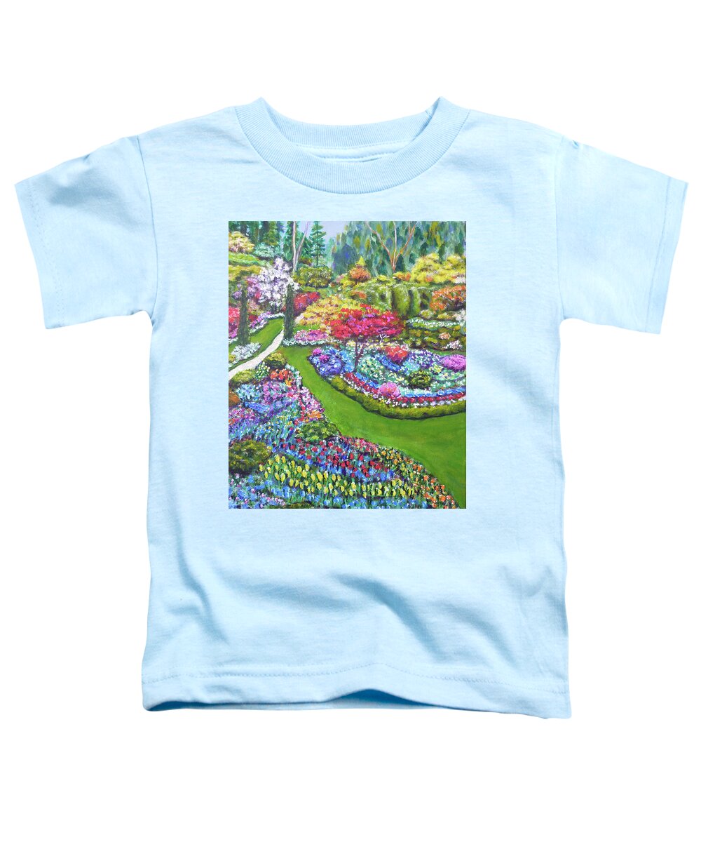 Butchart Gardens Toddler T-Shirt featuring the painting Butchart Gardens by Amelie Simmons