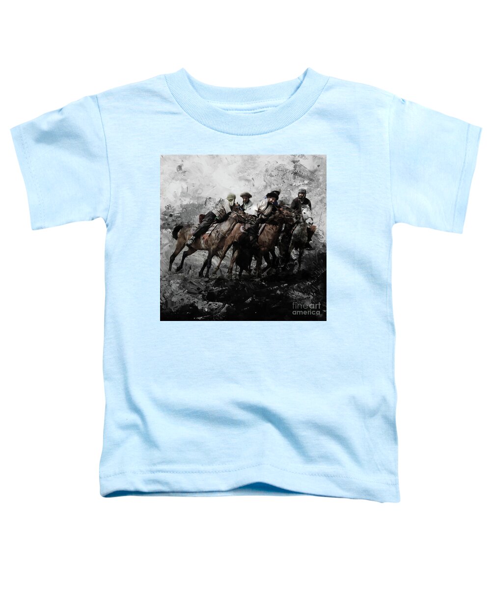 Buzkashi Toddler T-Shirt featuring the painting Buzkashi Sports in Afghanistan by Gull G