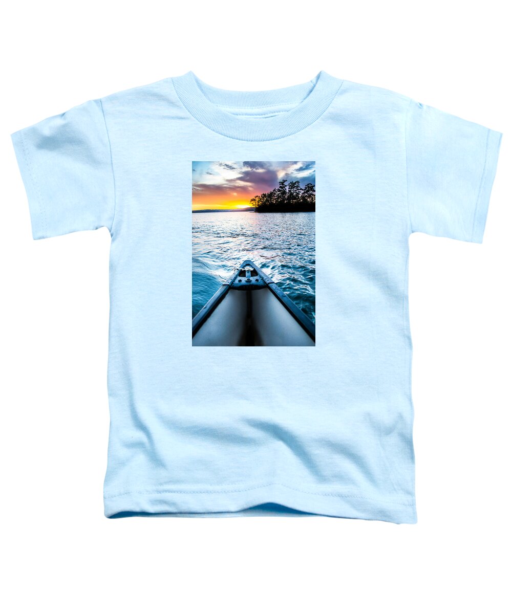 Tropical Sunset Toddler T-Shirt featuring the photograph Canoeing in Paradise by Parker Cunningham