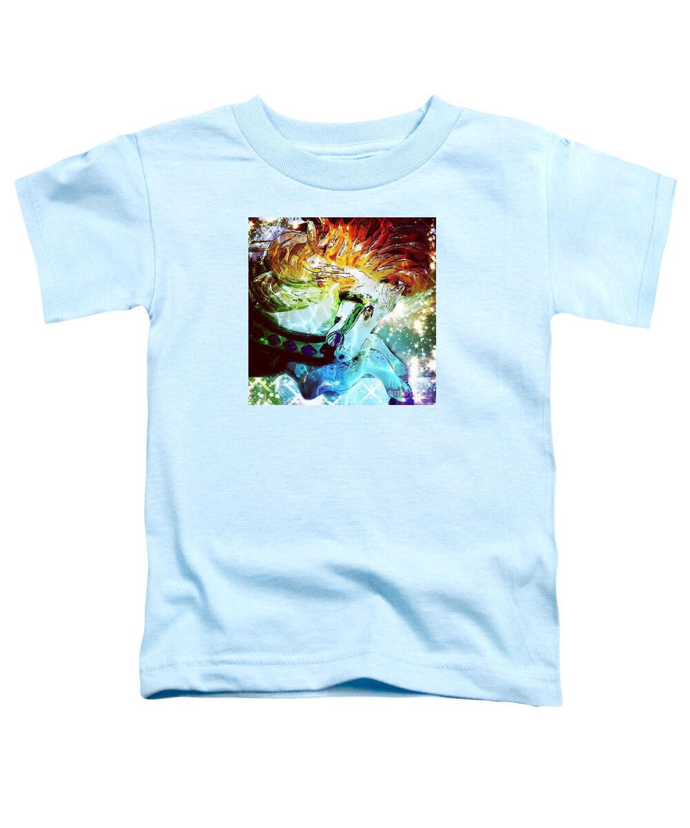 Carousel Horse Toddler T-Shirt featuring the digital art Carousel Fire by Patty Vicknair