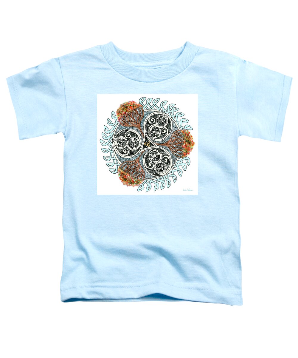 Lise Winne Toddler T-Shirt featuring the drawing Celtic Knot with Autumn Trees by Lise Winne