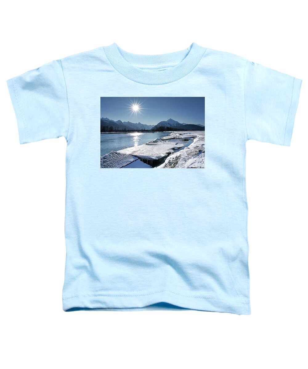 Alaska Toddler T-Shirt featuring the photograph Chilkat River with ice chunks by Michele Cornelius