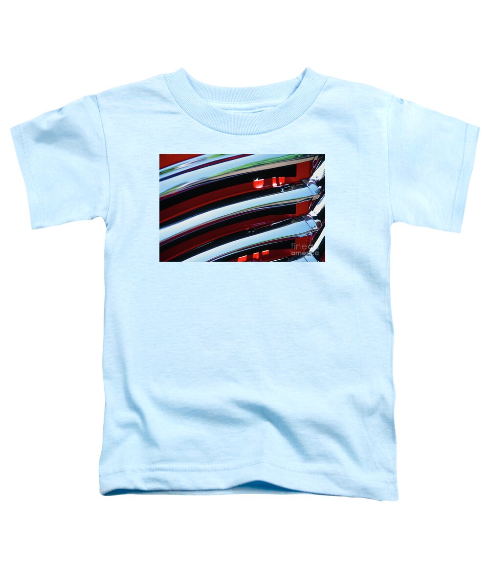 Abstract Toddler T-Shirt featuring the photograph Classic Car Chrome Abstract Red Grill by Rick Bures