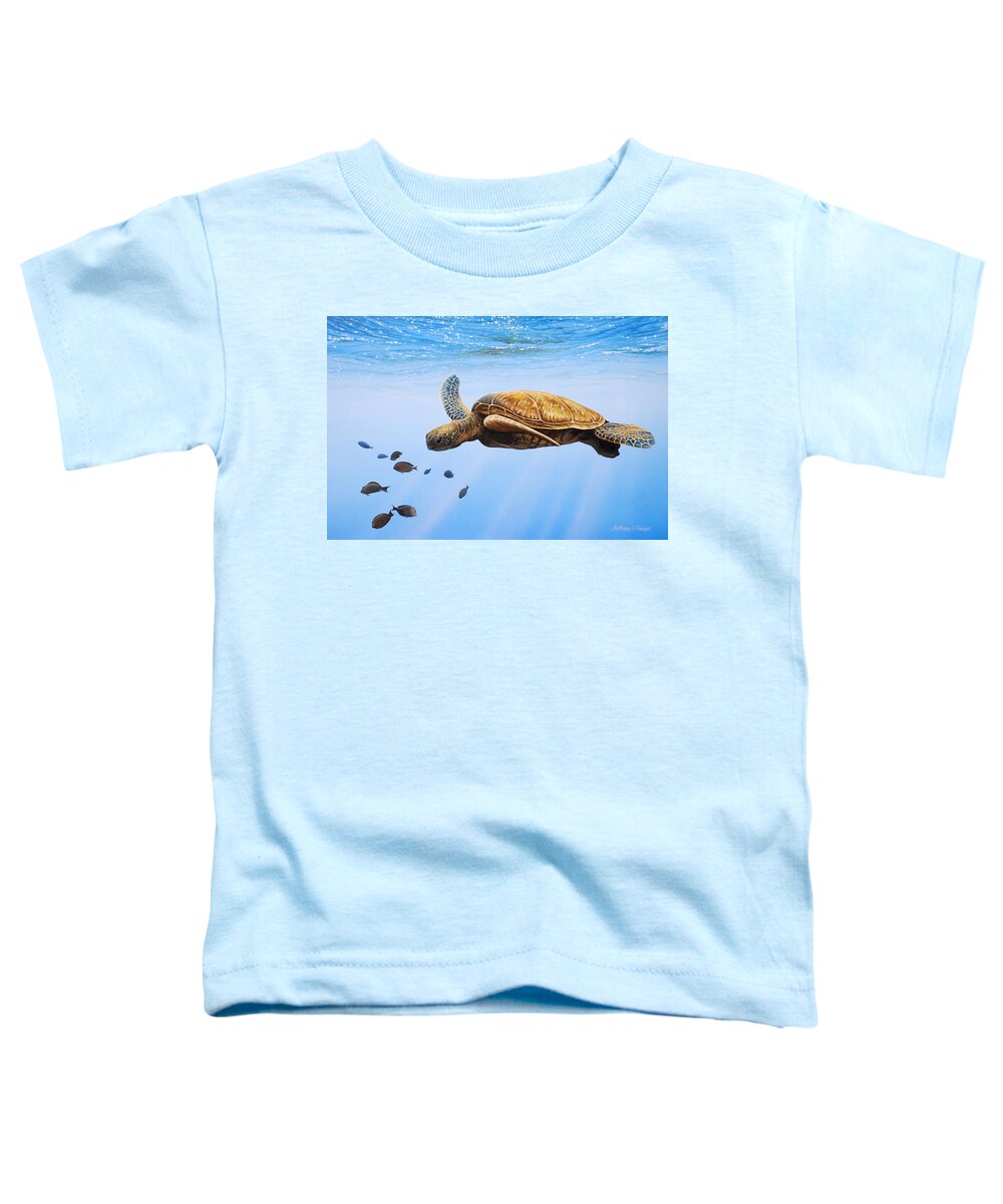 Ocean Life Toddler T-Shirt featuring the painting Clear Blue by Anthony Padgett