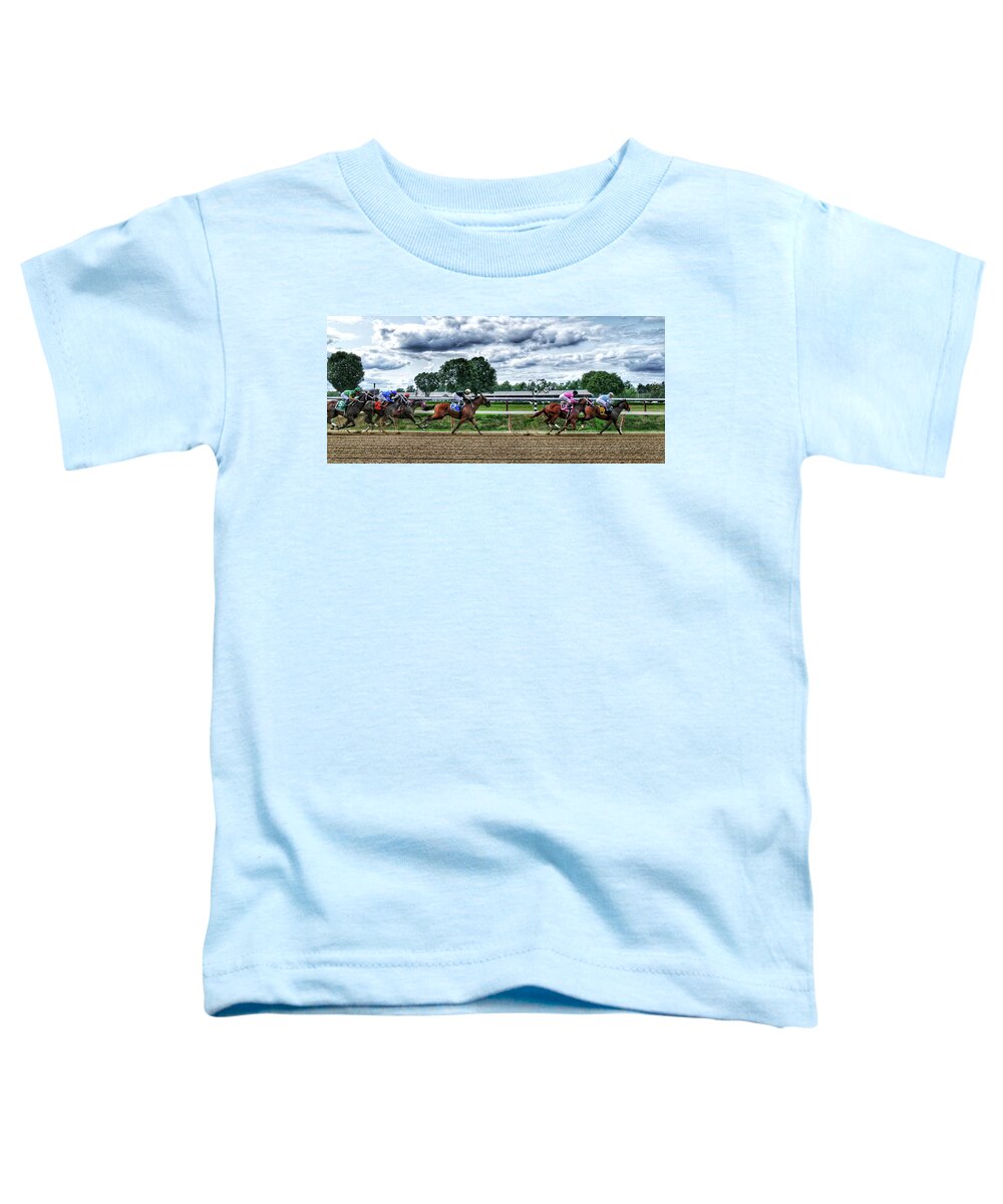 Race Horses Toddler T-Shirt featuring the photograph Close Competition by Jeffrey PERKINS