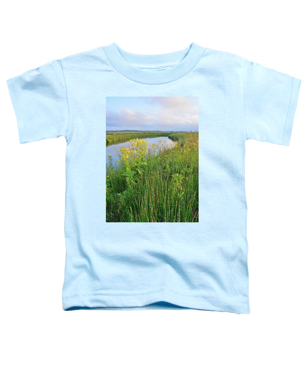 Mchenry County Conservation District Toddler T-Shirt featuring the photograph Clouds over Nippersink Creek in Glacial Park by Ray Mathis