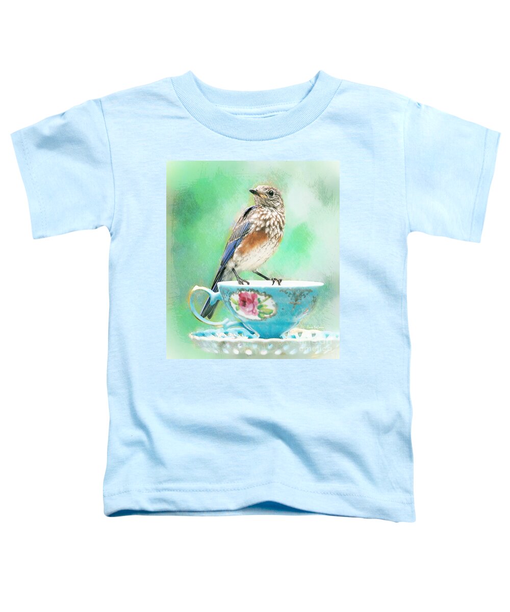 Bluebird Toddler T-Shirt featuring the painting Coffee Tea Or Me by Tina LeCour