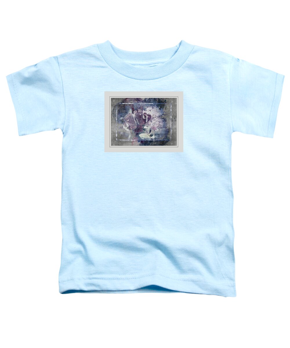 Buckeye Butterfly Toddler T-Shirt featuring the photograph Common Buckeye in Blues by Karen McKenzie McAdoo