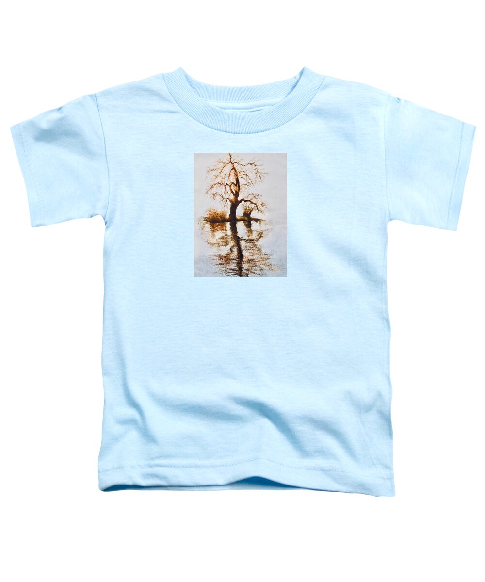 Landscape Toddler T-Shirt featuring the painting Como Lake Reflections by Sher Nasser